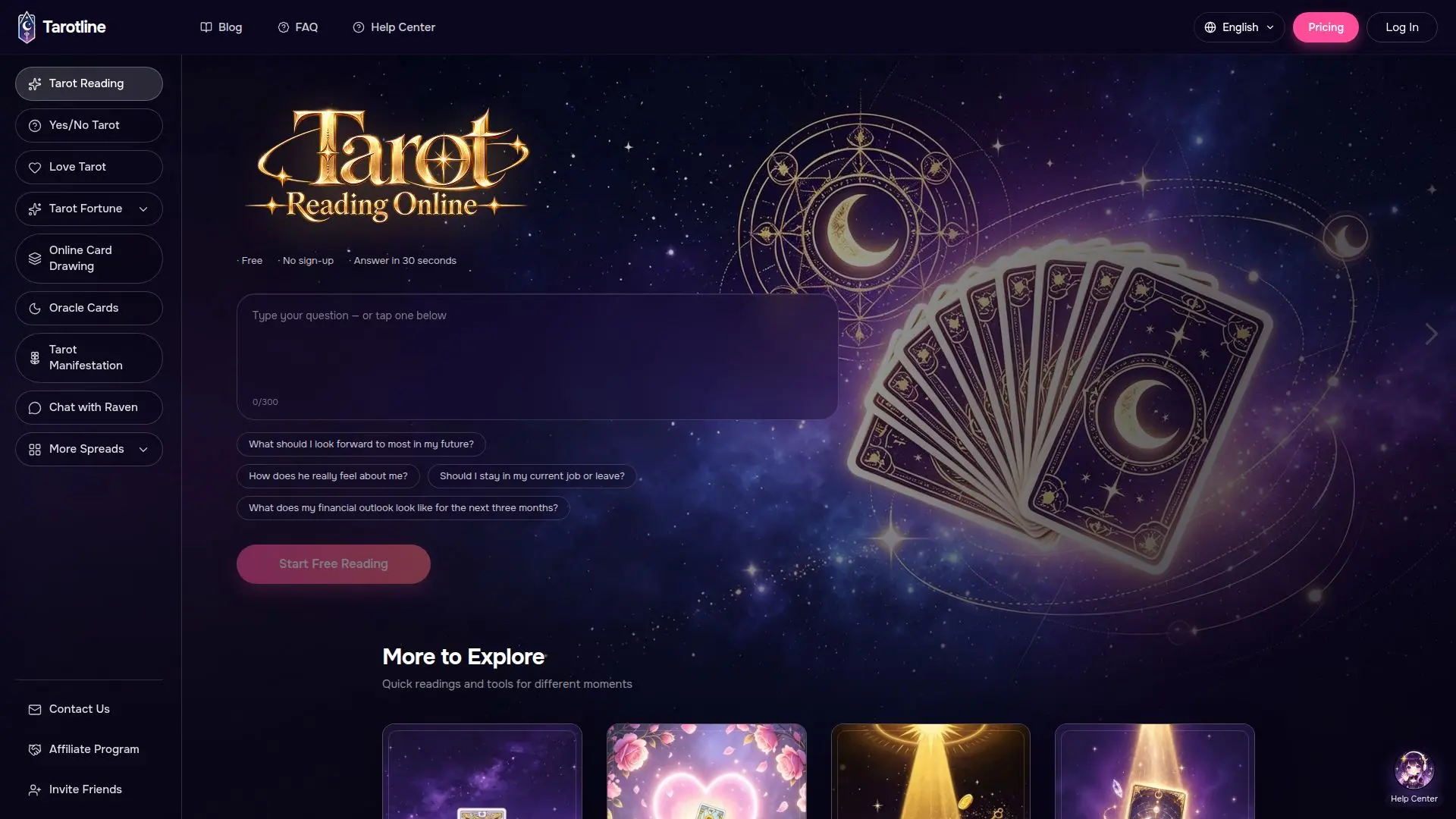 Tarotline screenshot
