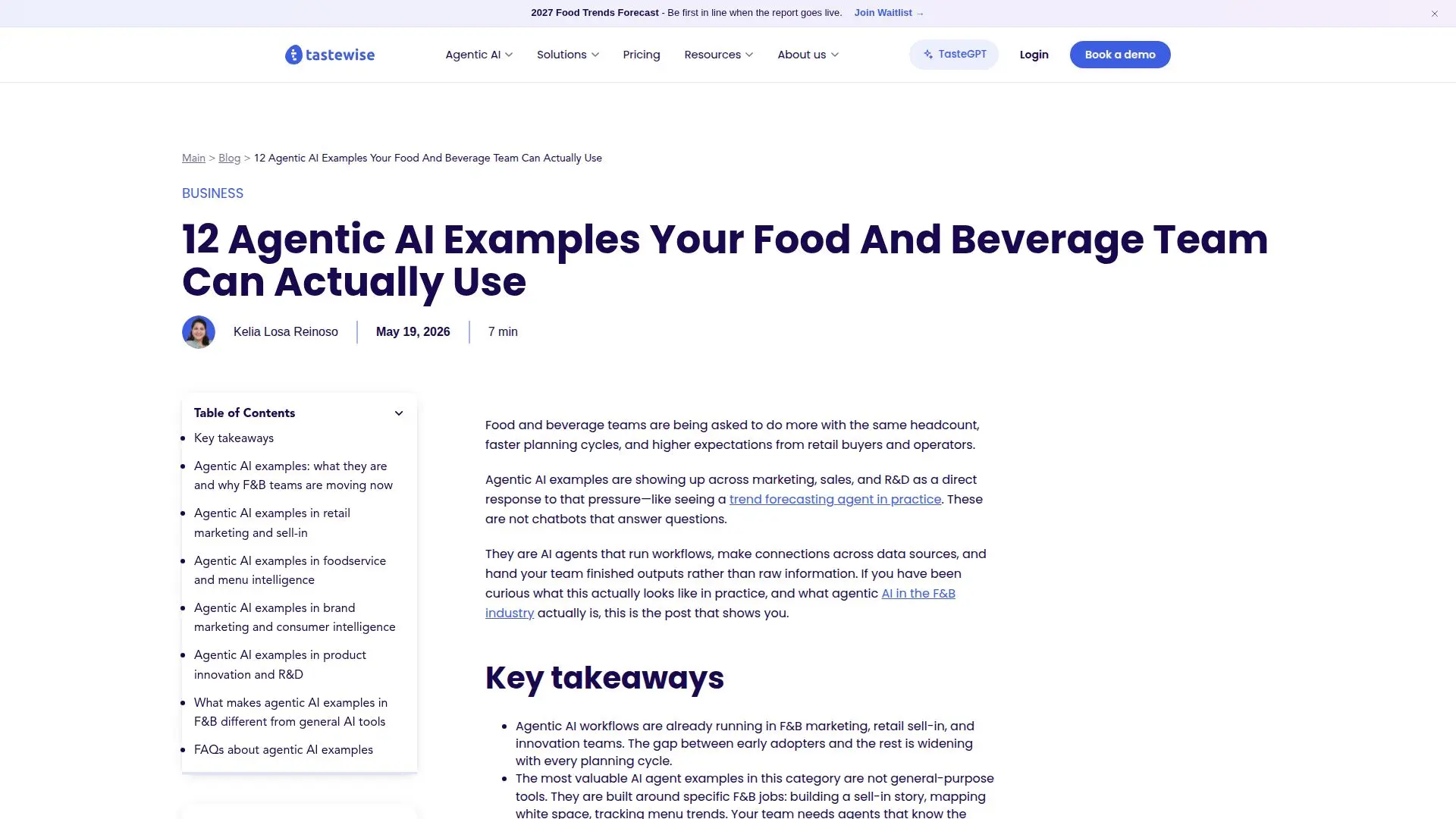 Tastewise AI Platform screenshot