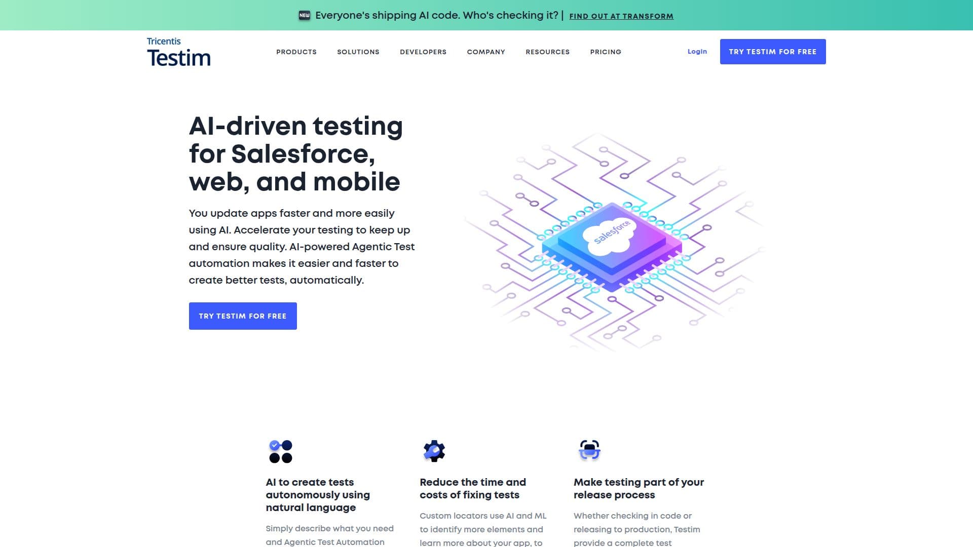 Testim screenshot