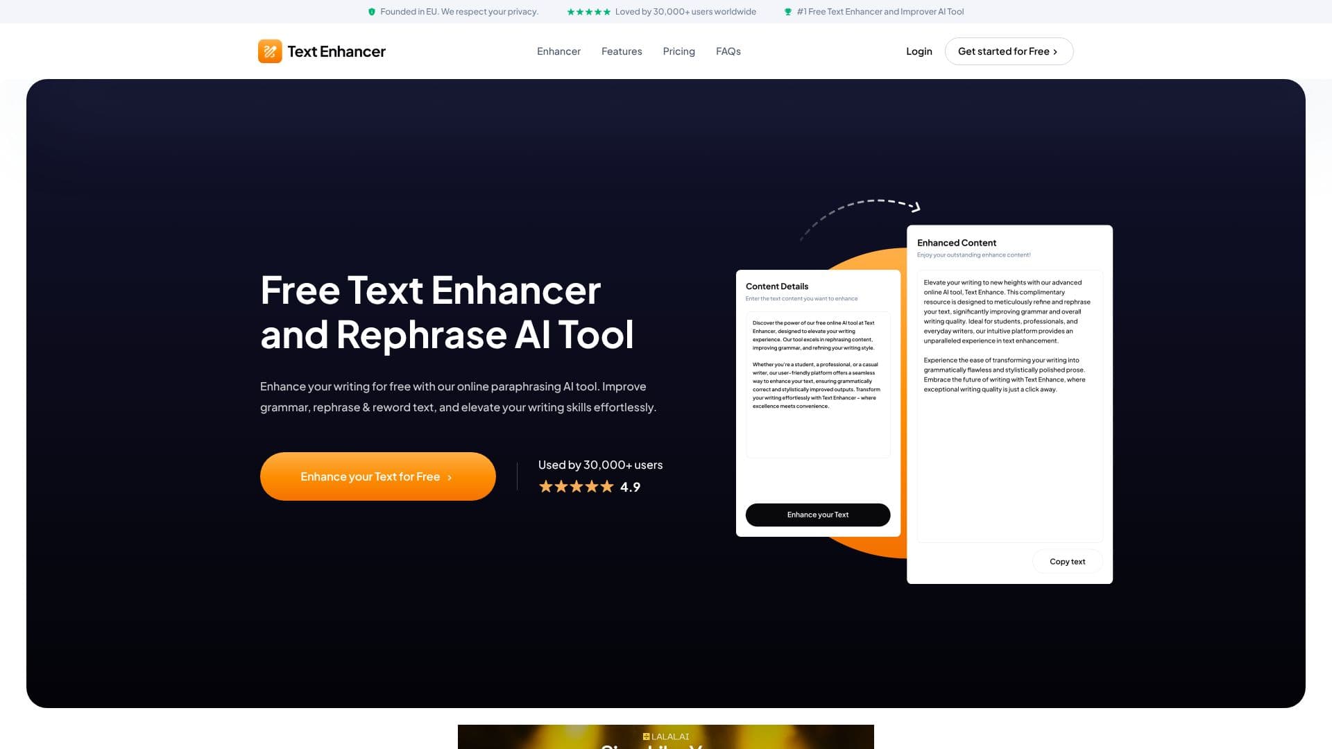 Screenshot von Text Enhancer KI-Tool
