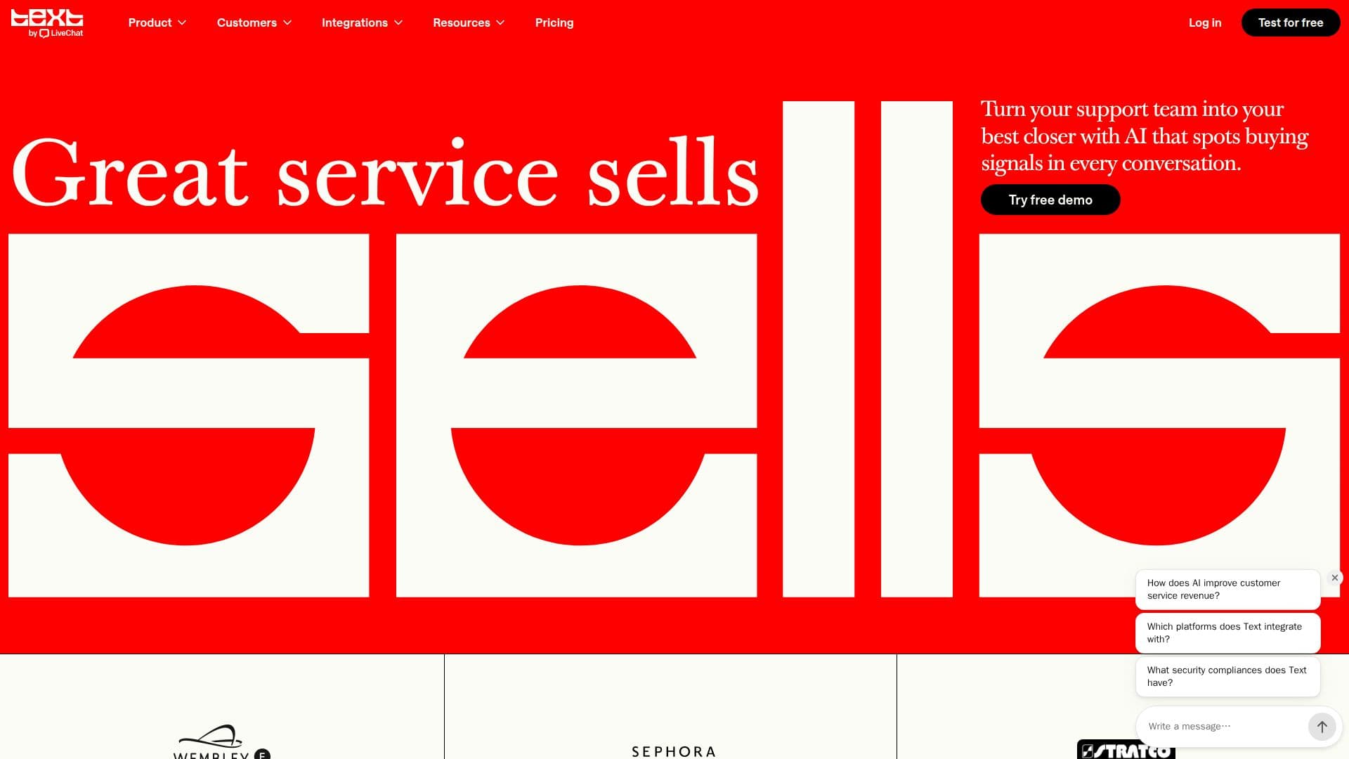 Text.com AI Customer Service Engine screenshot