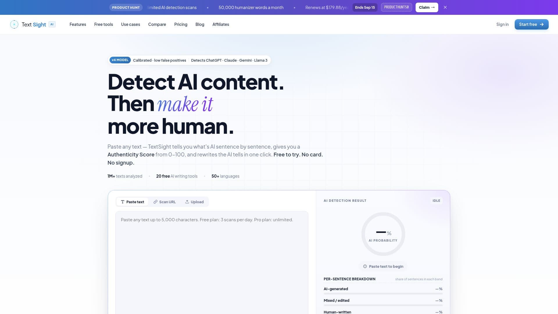 TextSight.ai - Detección de Contenido AI screenshot