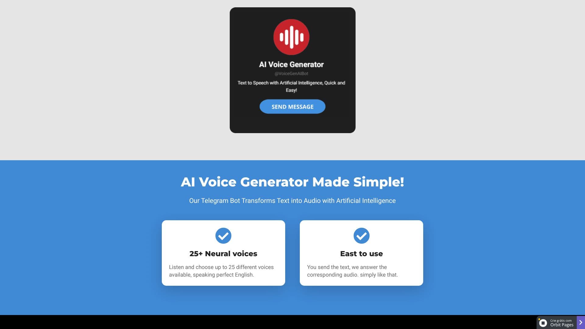 Captura de pantalla de Bot Generador de Voz con IA