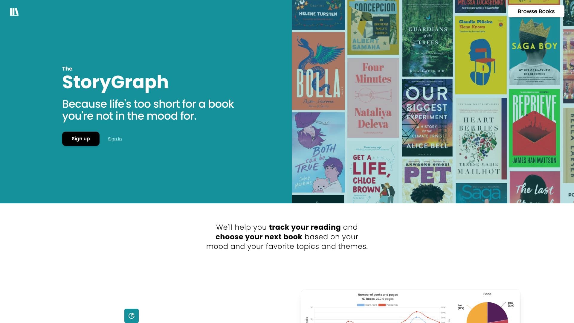 Screenshot von The StoryGraph