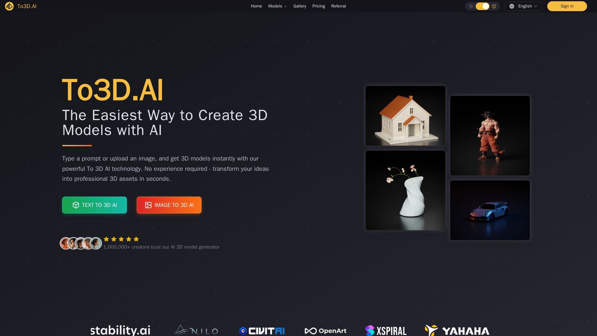 Captura de tela do To3D.AI