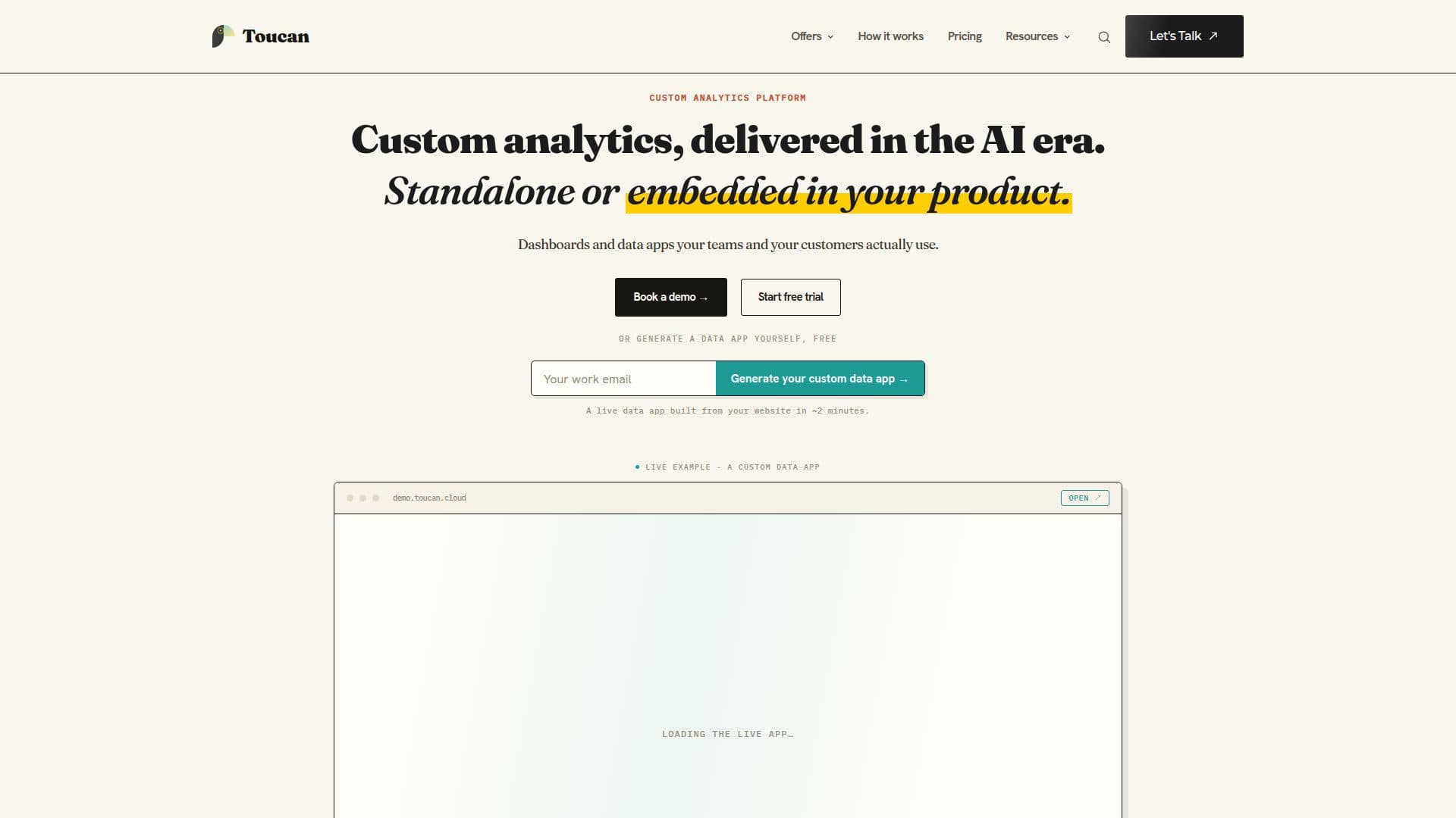 Toucan Analytics Platform screenshot
