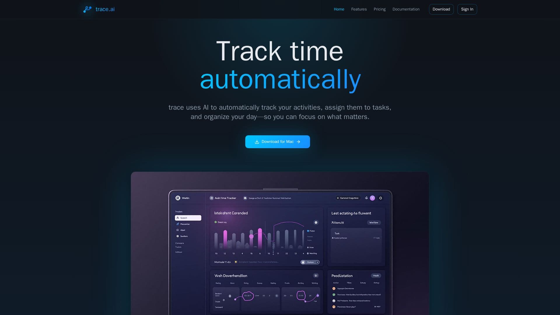 تتبع الوقت المدعوم بالذكاء الاصطناعي من Trace screenshot