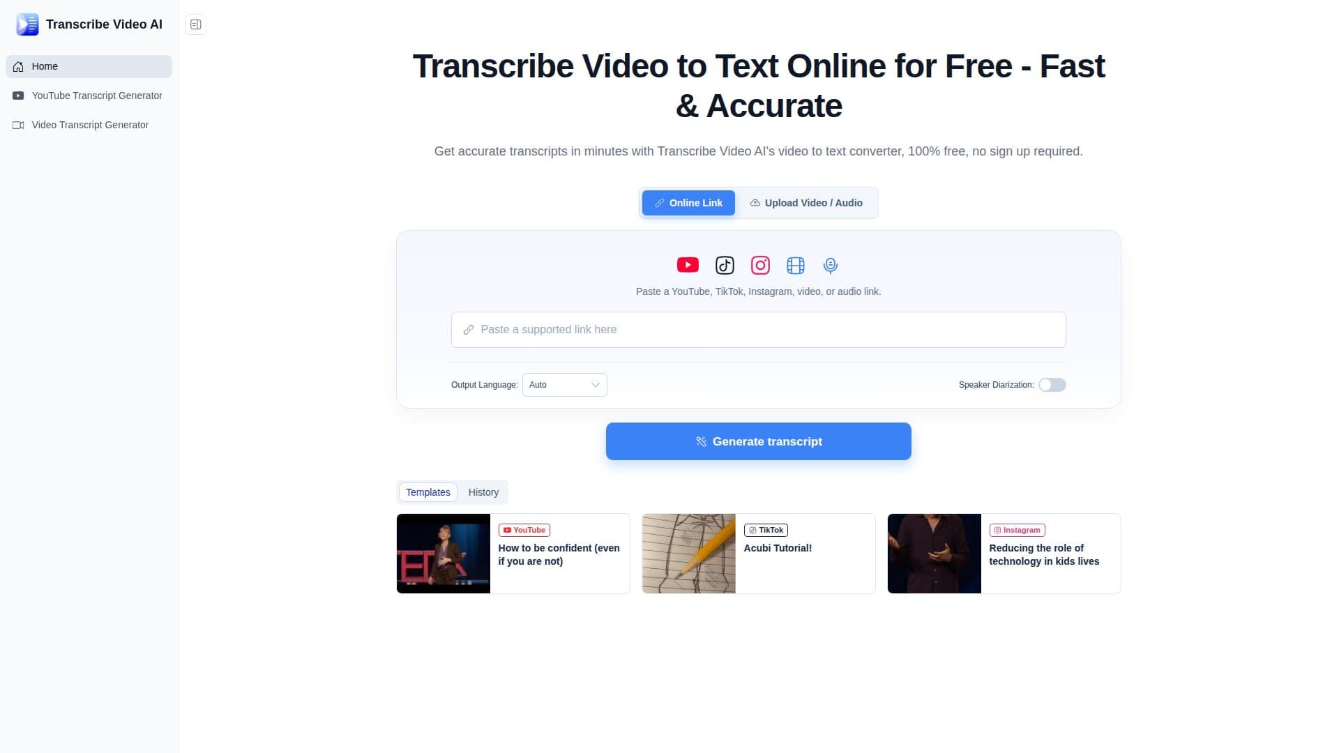Скриншот Transcribe Video AI