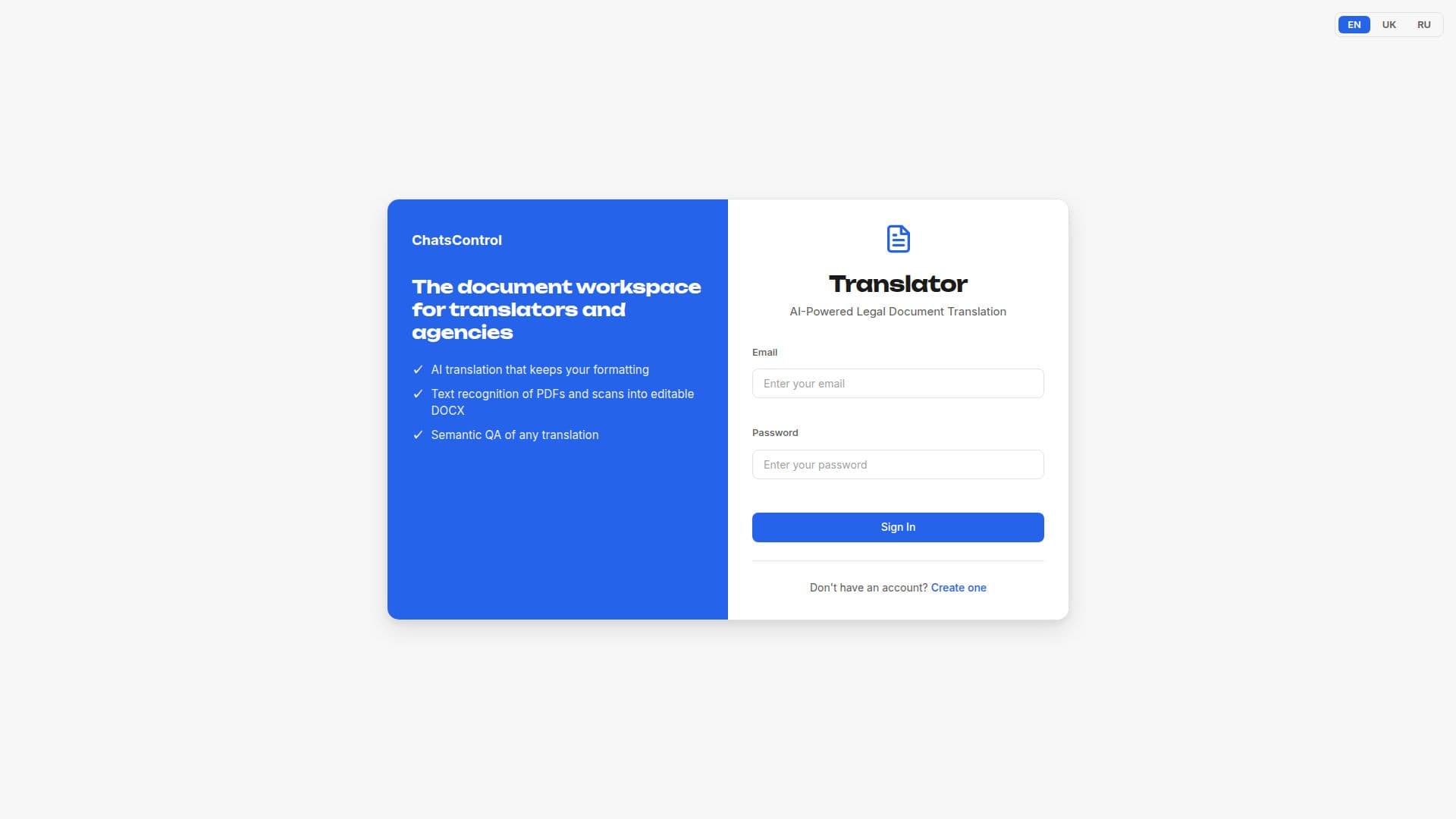 ChatsControl - Document Translation screenshot