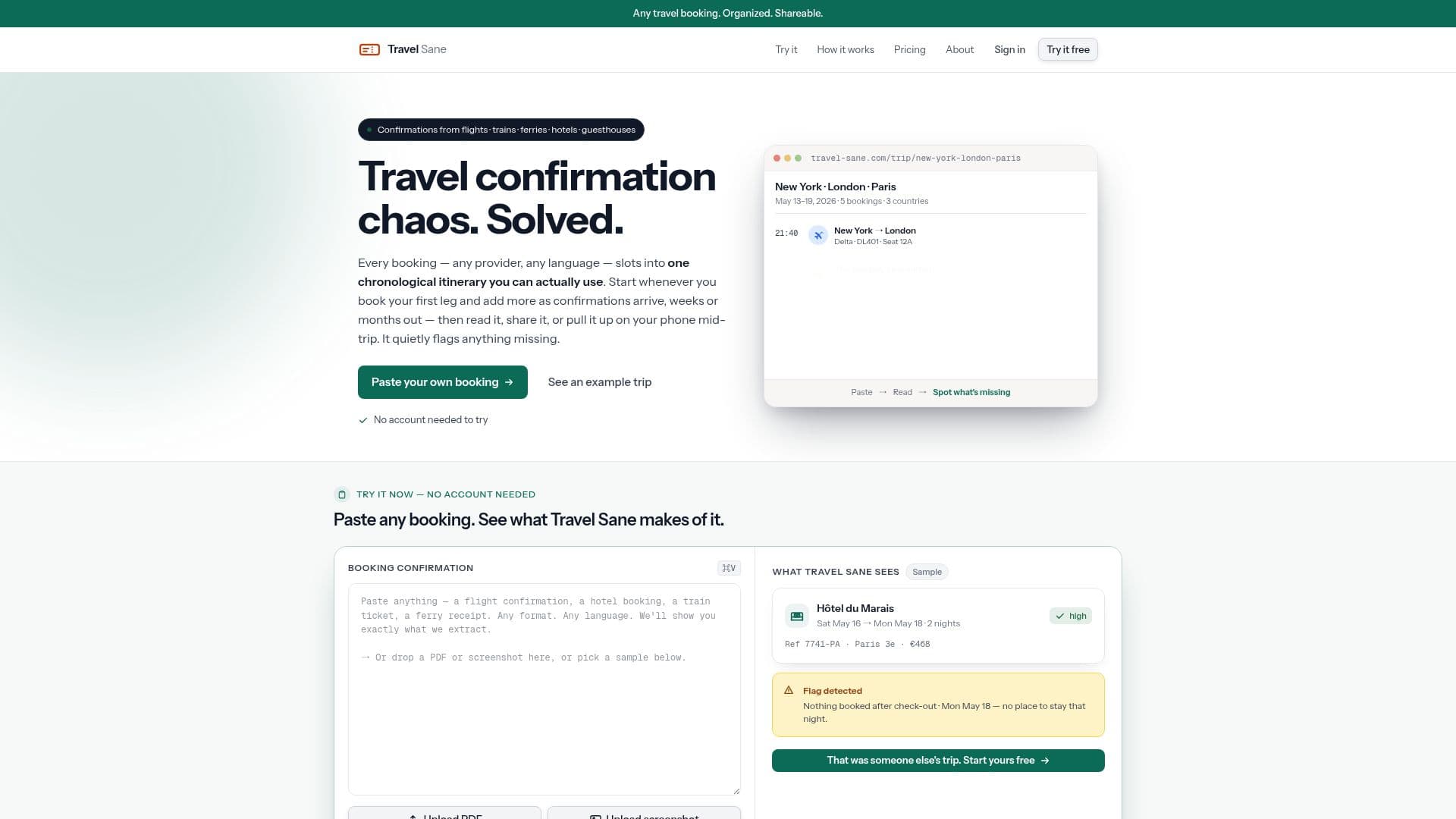 Tangkapan layar Travel Sane