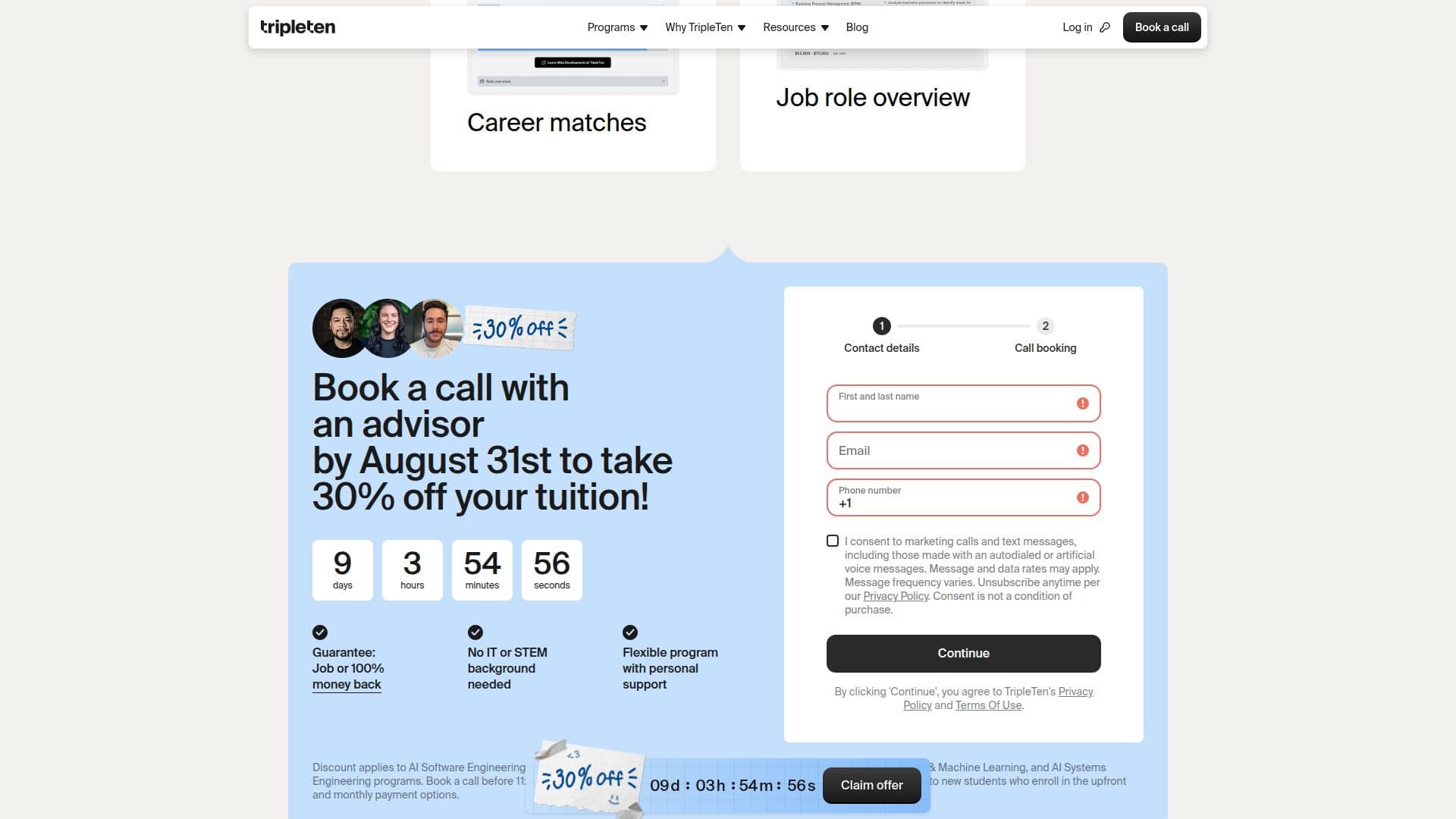 Capture d’écran de Test d'Aptitude Professionnelle TripleTen