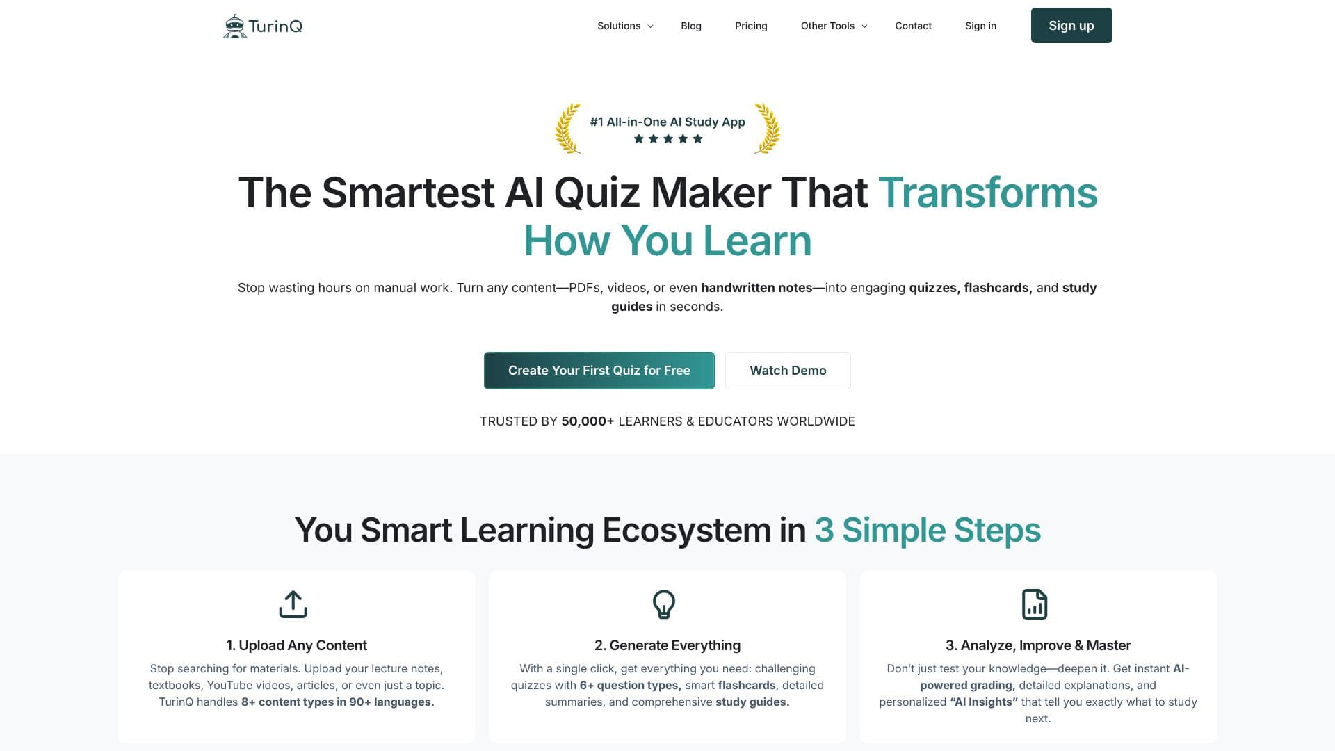 Captura de pantalla de TurinQ AI Quiz Maker