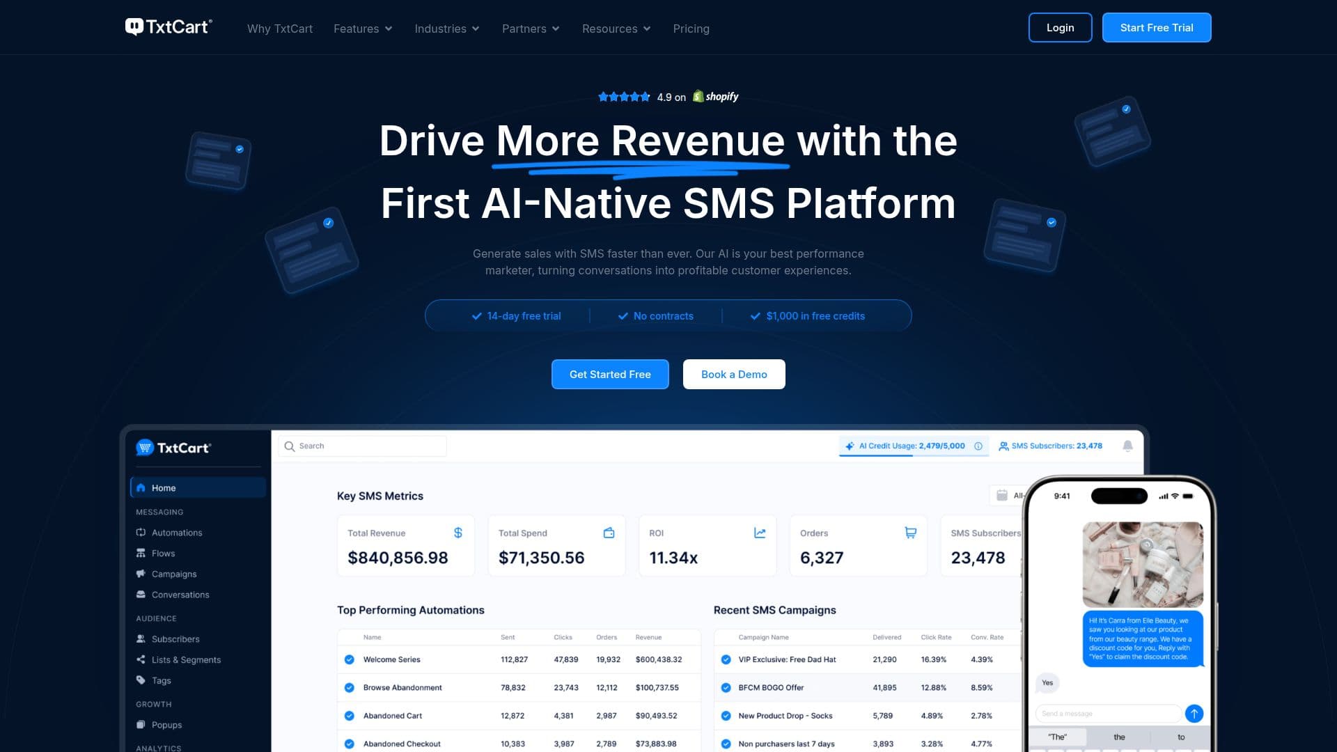 TxtCart® | KI-native SMS-Marketing screenshot