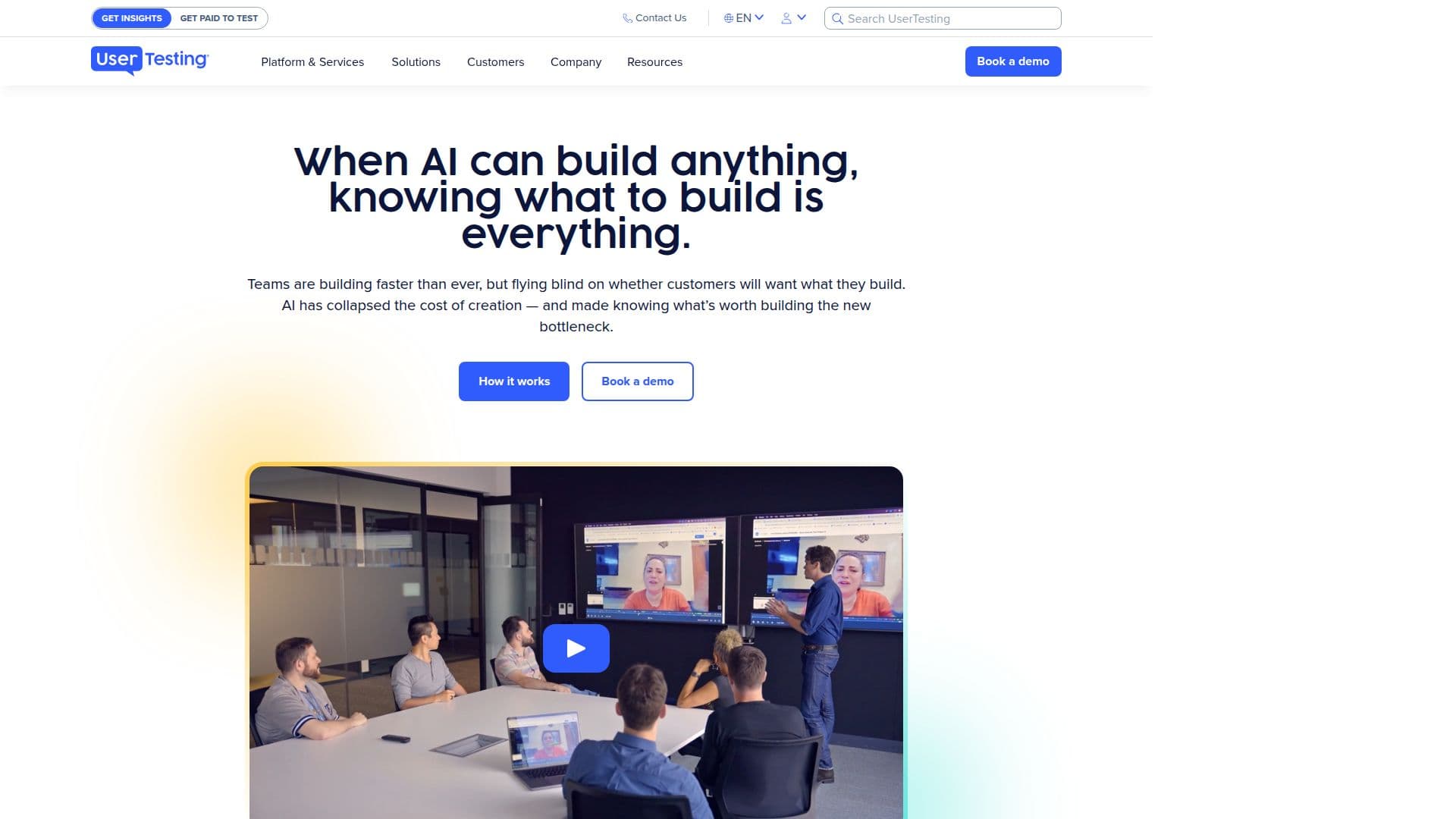 Capture d’écran de Plateforme d'Insight Humain UserTesting