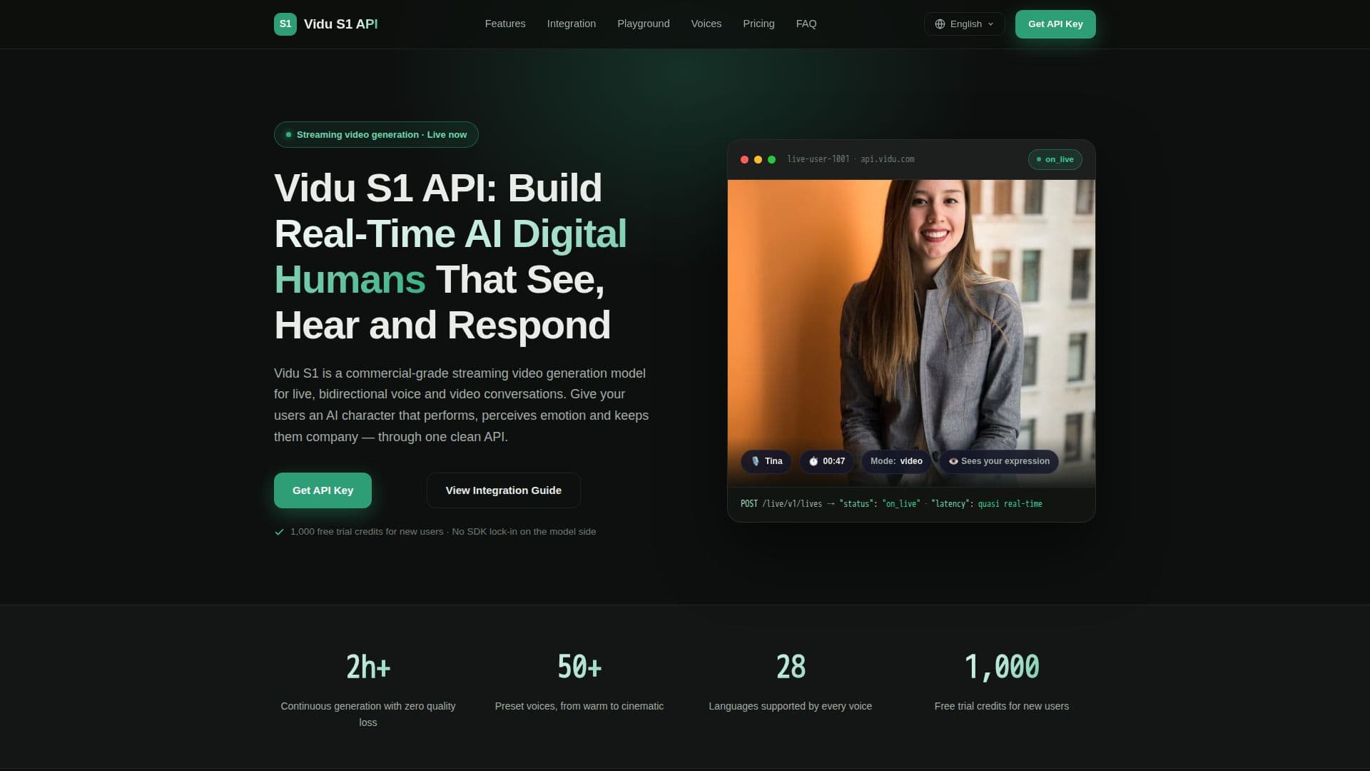 Screenshot von Vidu S1 API
