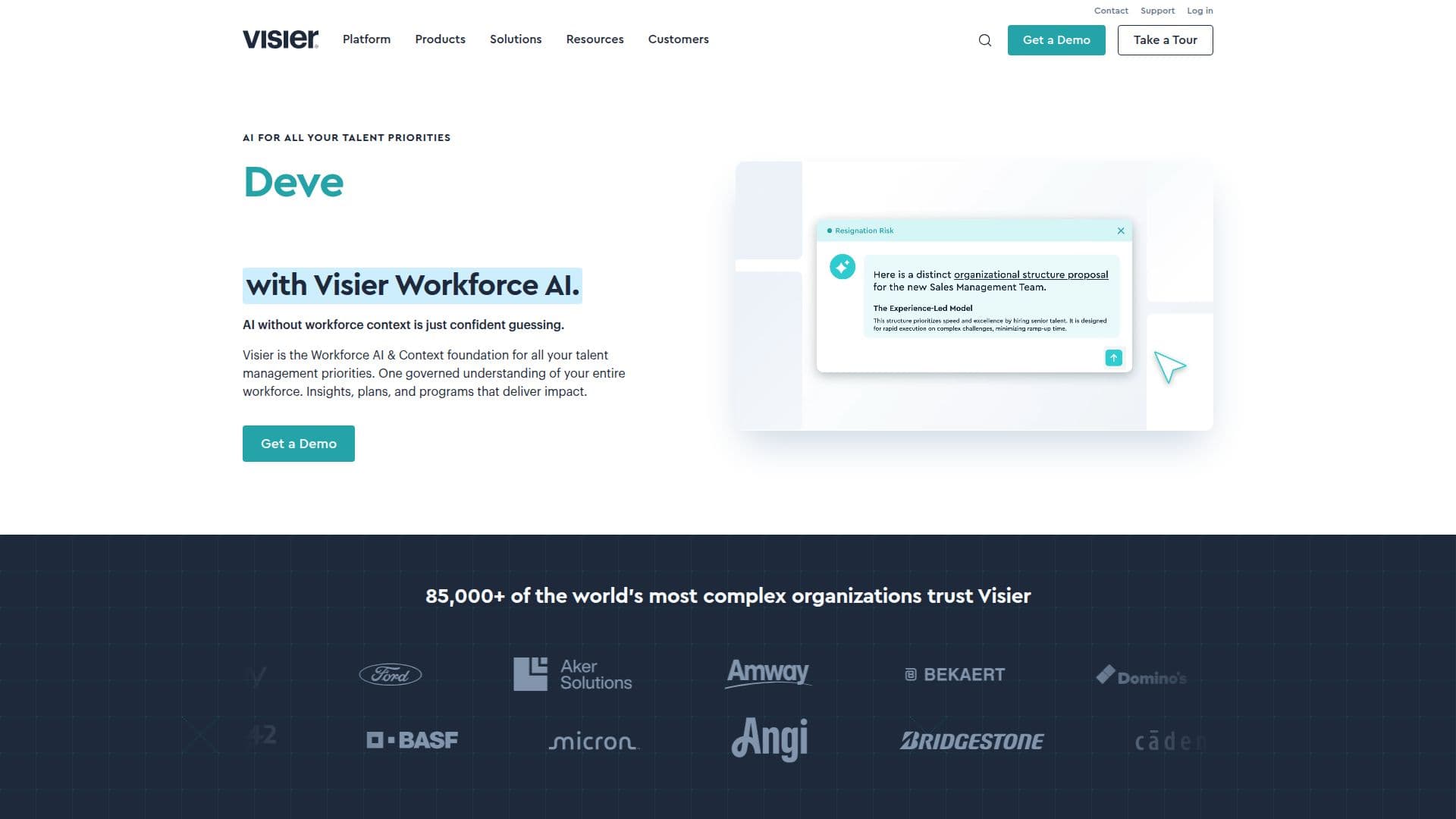 Tangkapan layar Visier Workforce AI