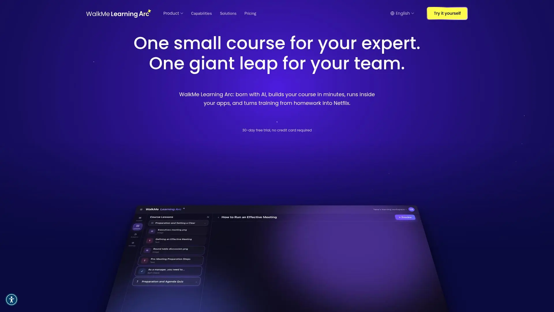 Captura de pantalla de WalkMe Learning Arc