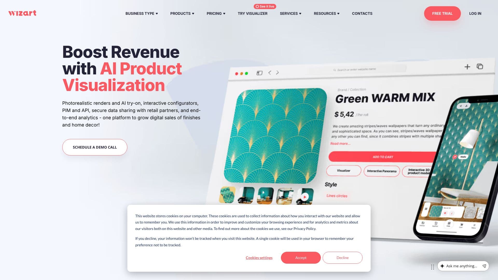 Tangkapan layar Wizart - Visualisasi Produk AI