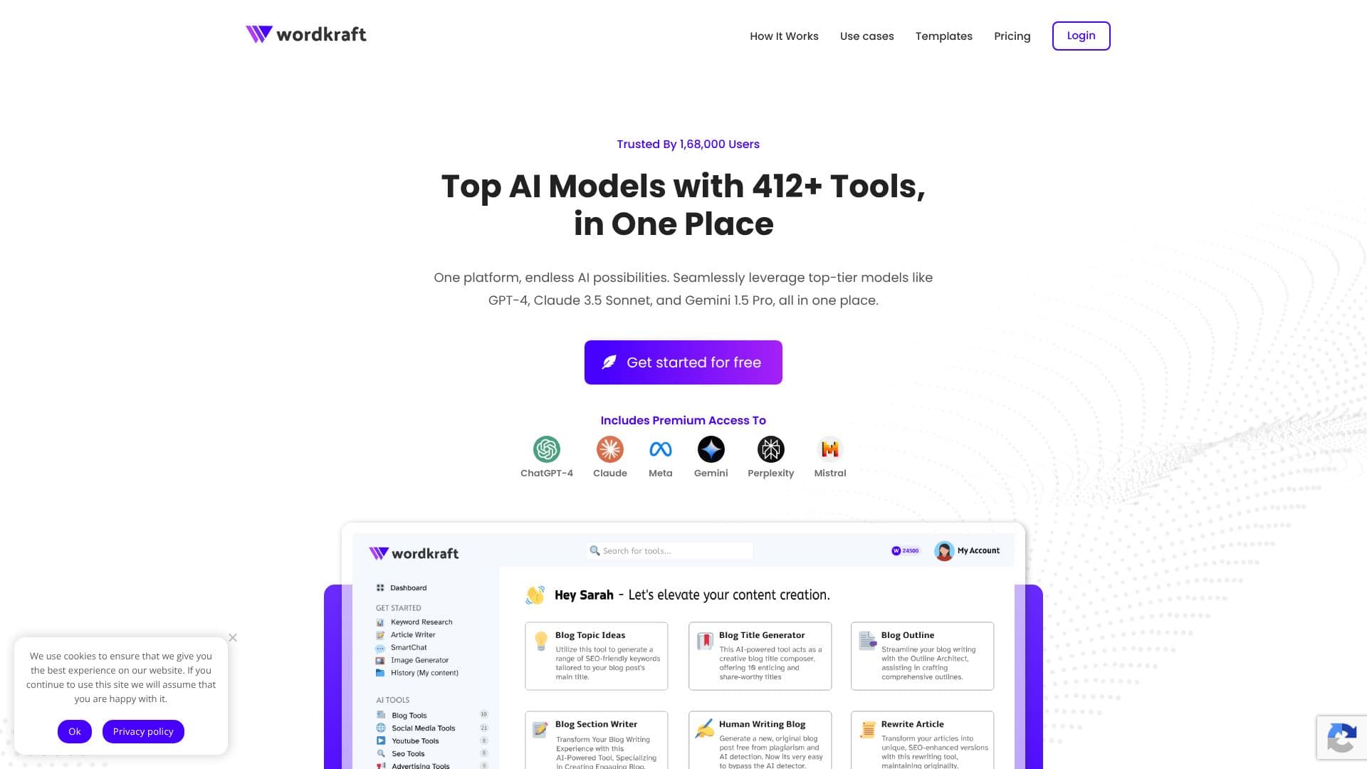 Captura de tela do Wordkraft AI