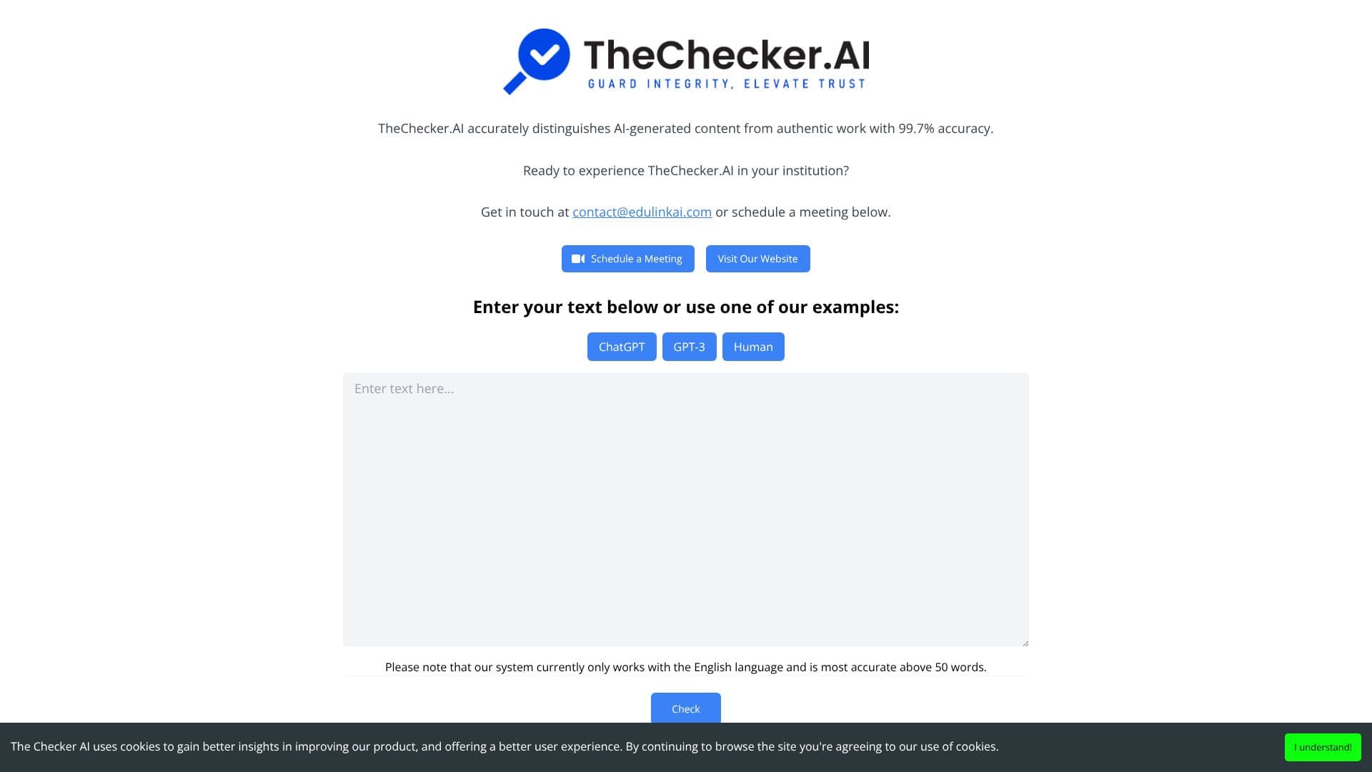 Screenshot von TheChecker.AI