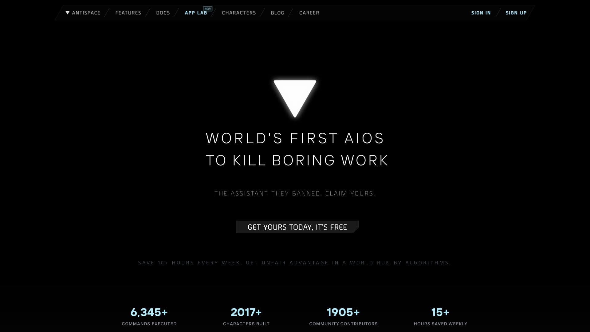 Screenshot von Antispace AI Operating System