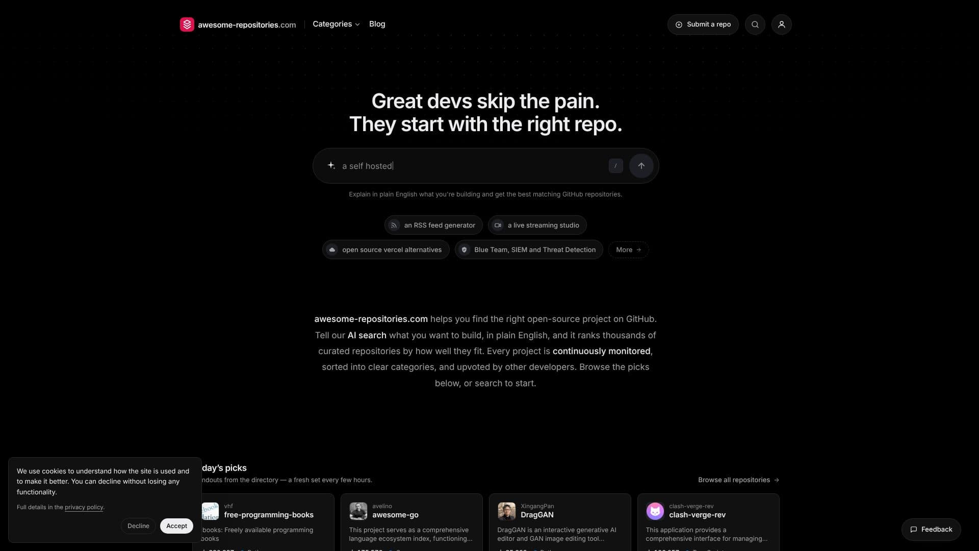 Screenshot von Fantastische GitHub Repositories
