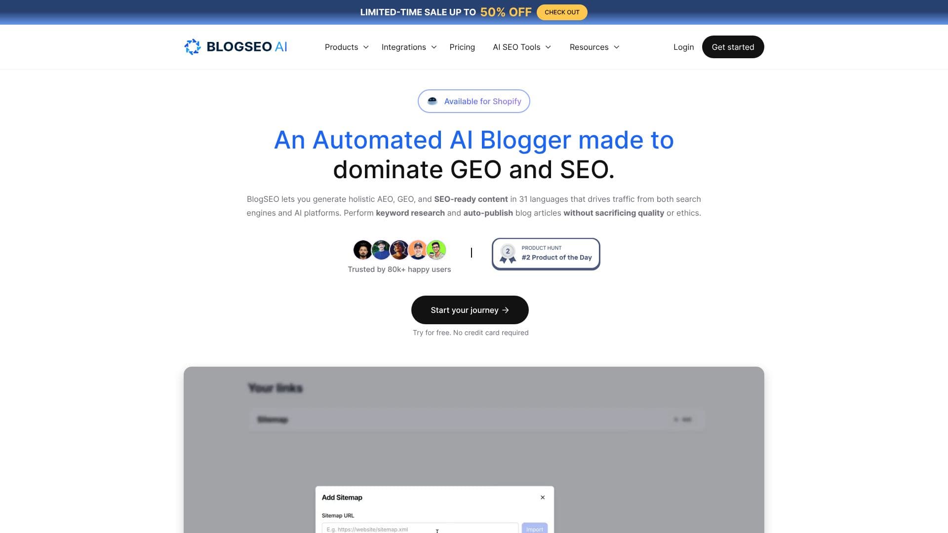 Screenshot von BlogSEO AI Writer
