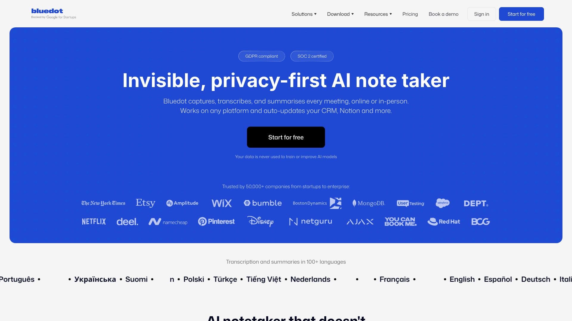Bluedot AI Note Taker 스크린샷