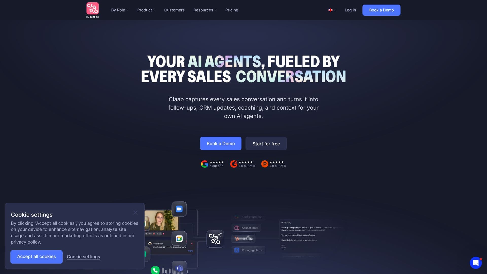 Screenshot von Claap AI Sales Agents