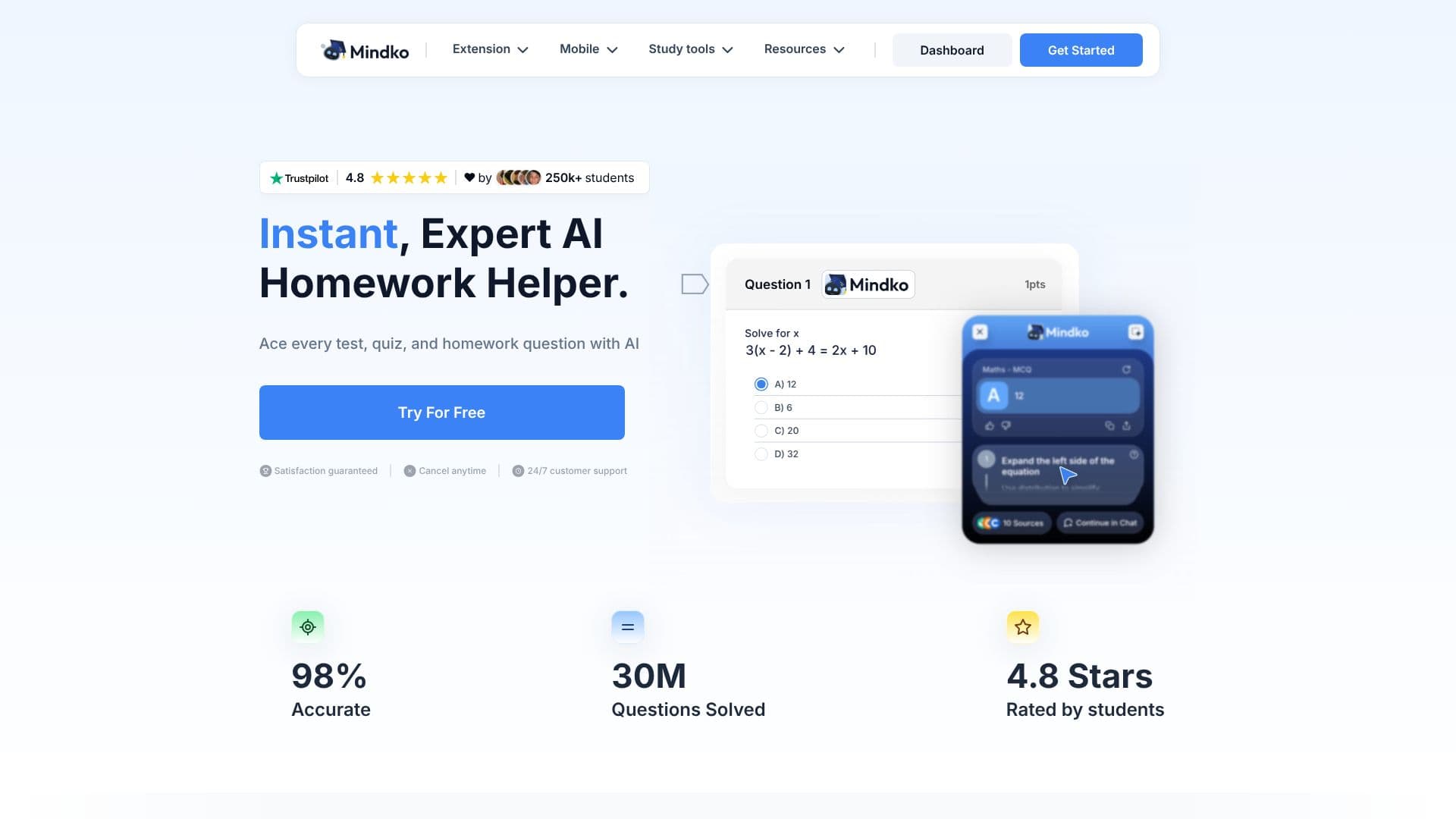 لقطة شاشة لـ Mindko AI Homework Helper