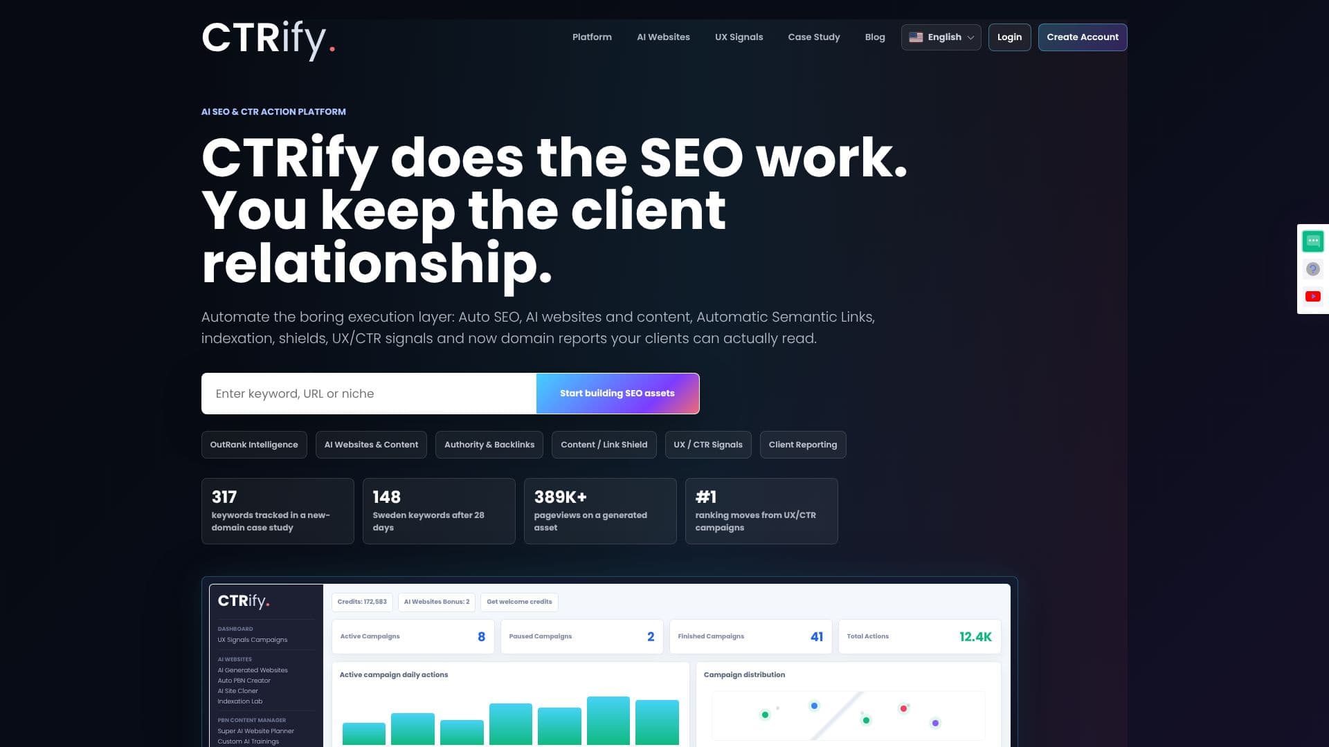 Скриншот CTRify AI SEO Platform