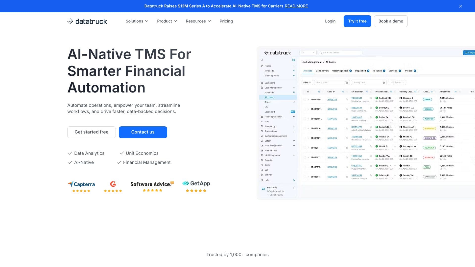 Screenshot von Datatruck | Trucking TMS