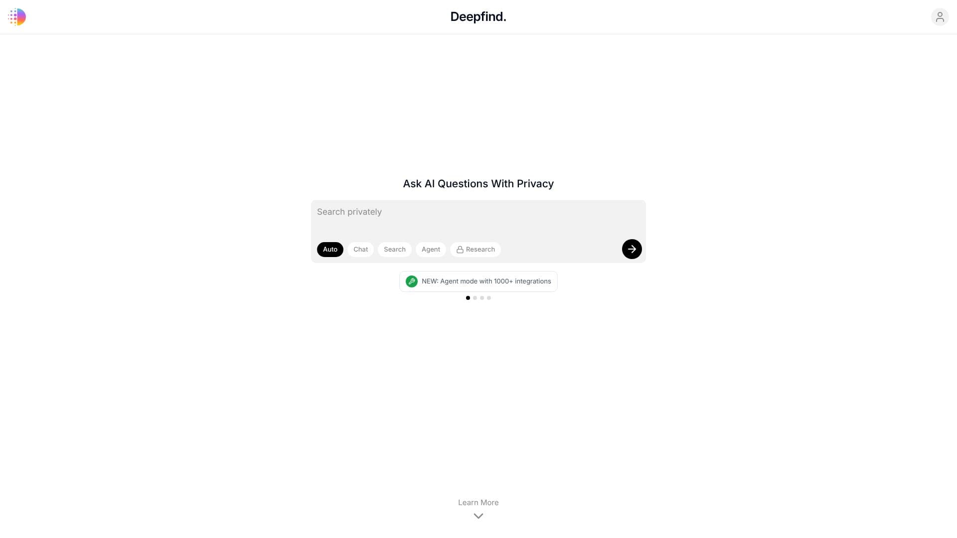 Deepfind AI Search のスクリーンショット