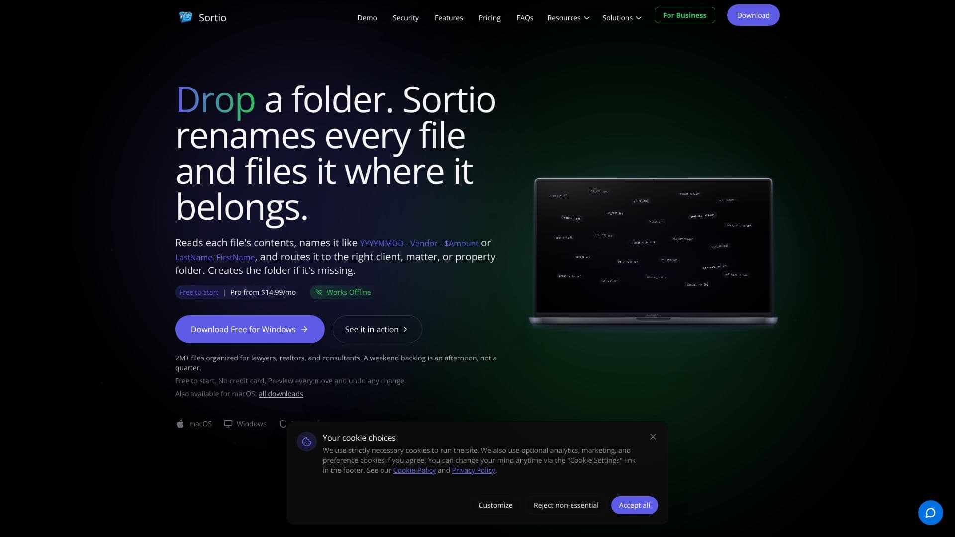 Screenshot von Sortio AI File Sorter