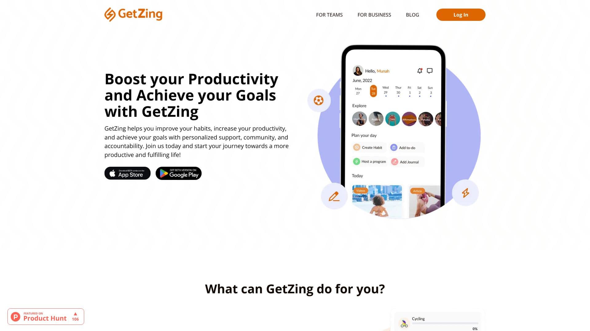 Screenshot von GetZing