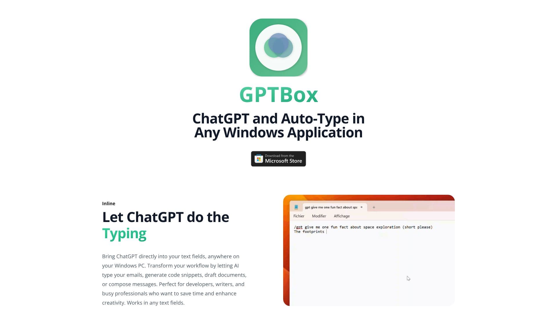 Screenshot von GPTBox - KI für die Windows-Taskleiste