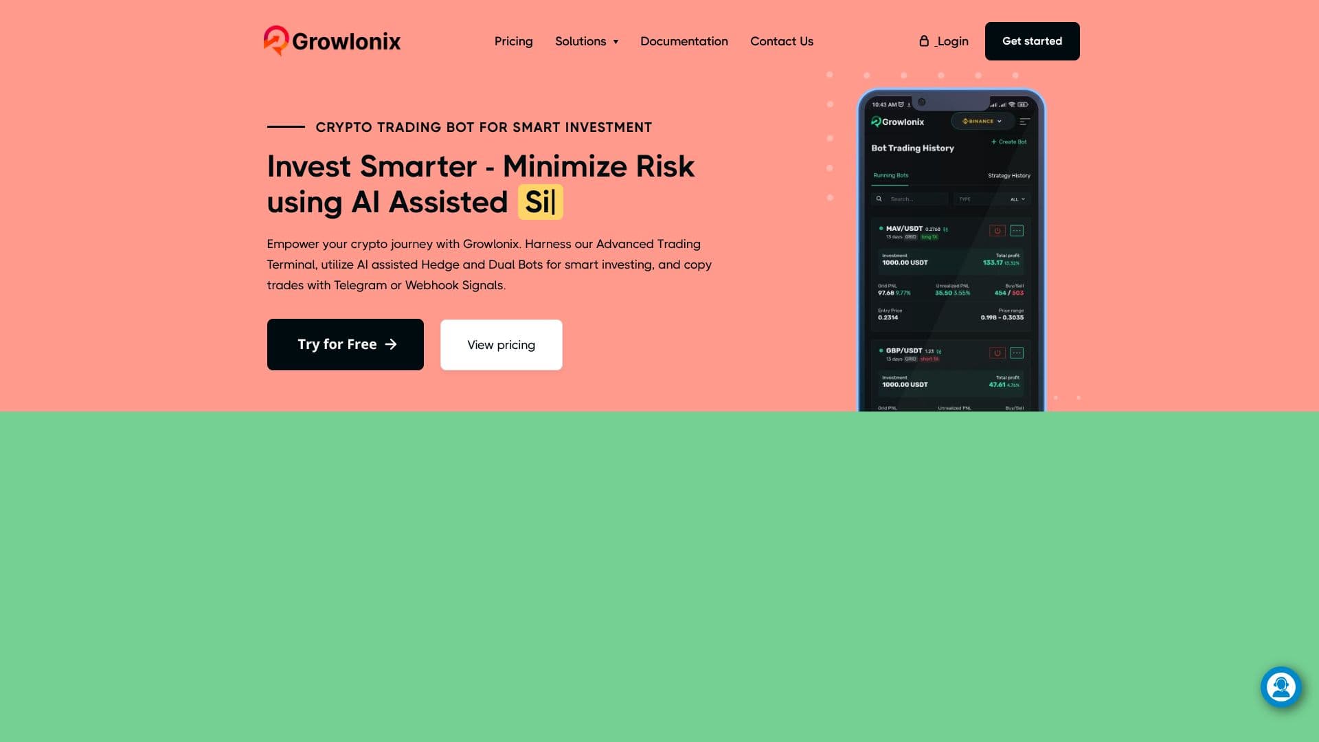Скриншот Growlonix Crypto Trading Bot