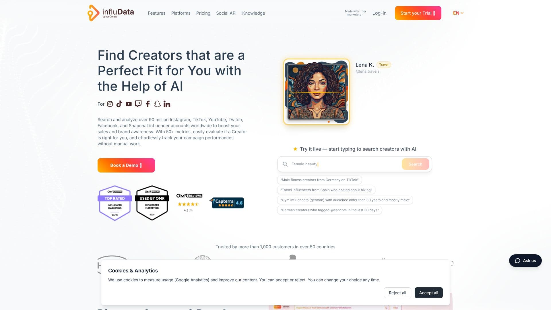 influData Influencer Tool 截图