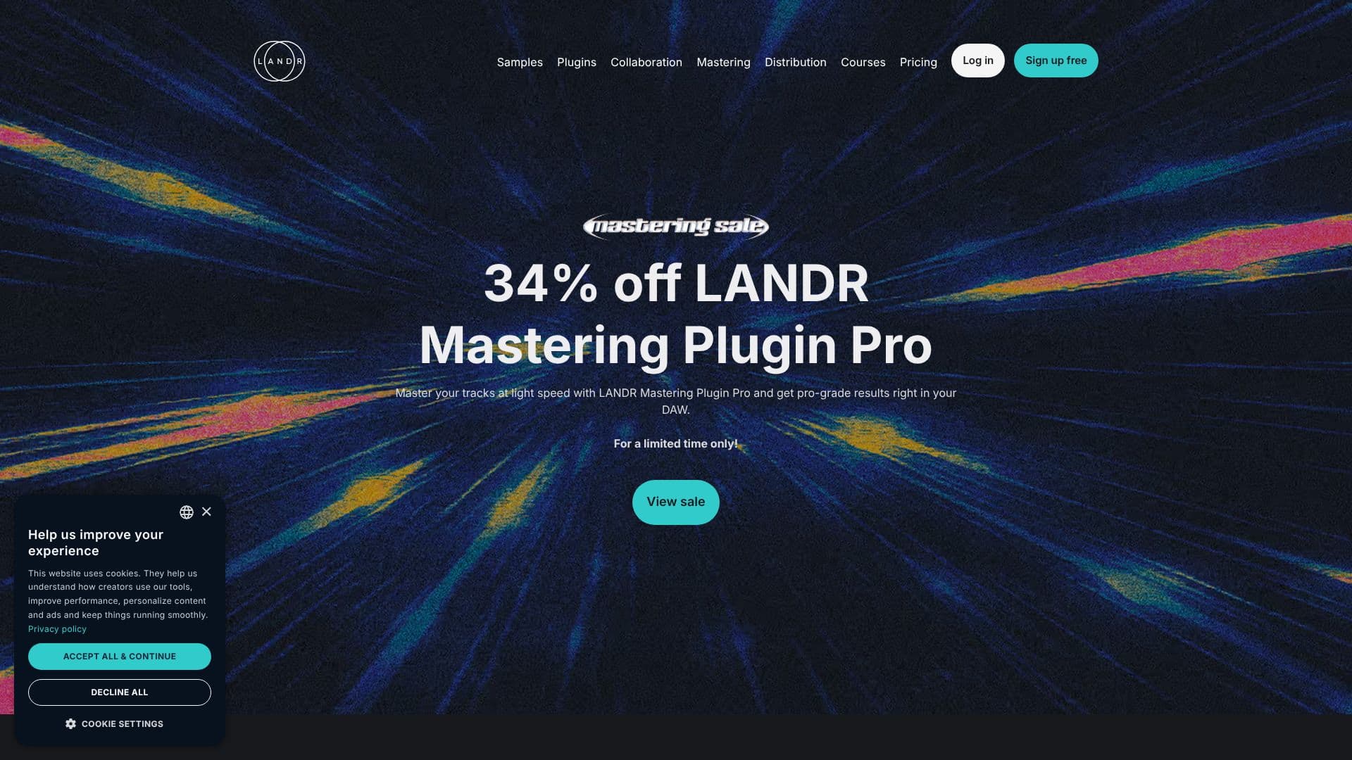 Tangkapan layar LANDR Produksi Musik