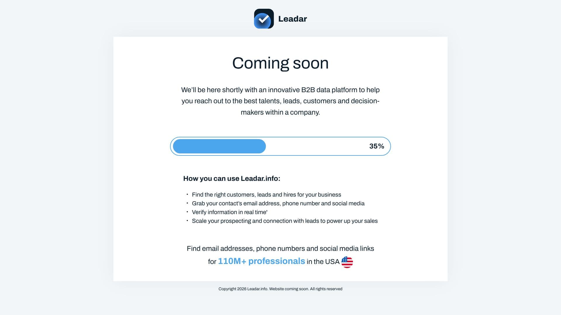لقطة شاشة لـ قاعدة بيانات Leadar B2B