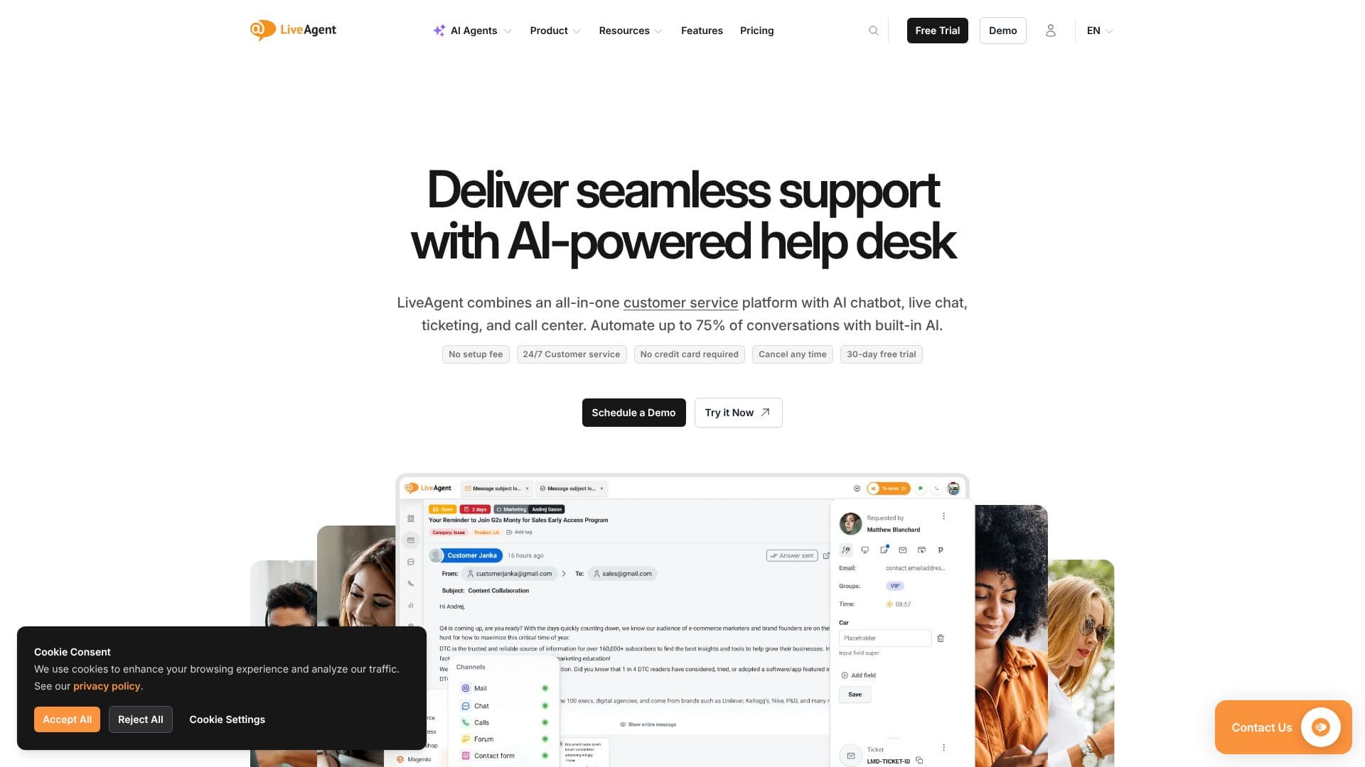 Capture d’écran de LiveAgent Help Desk