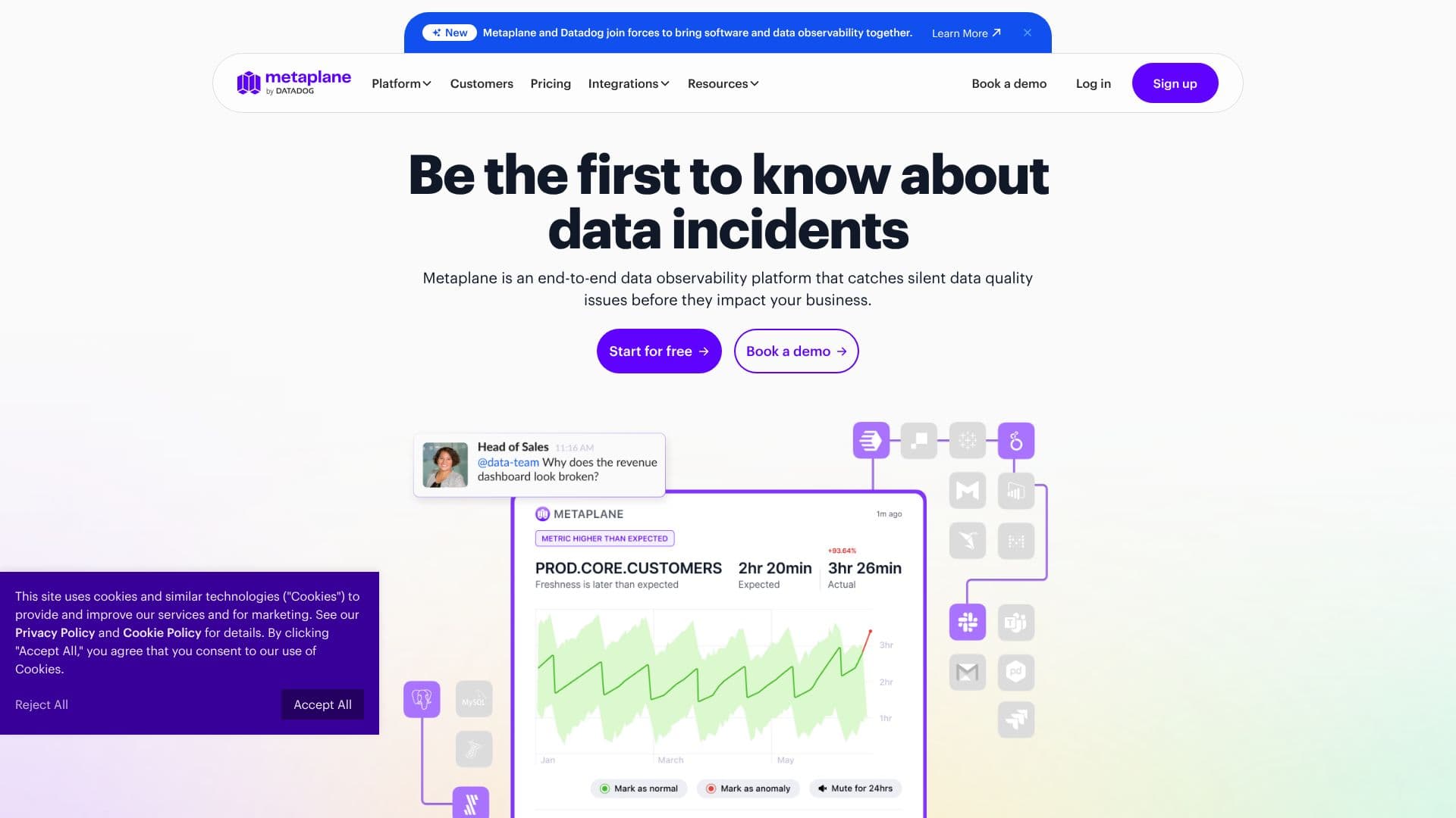 Metaplane by Datadog 스크린샷