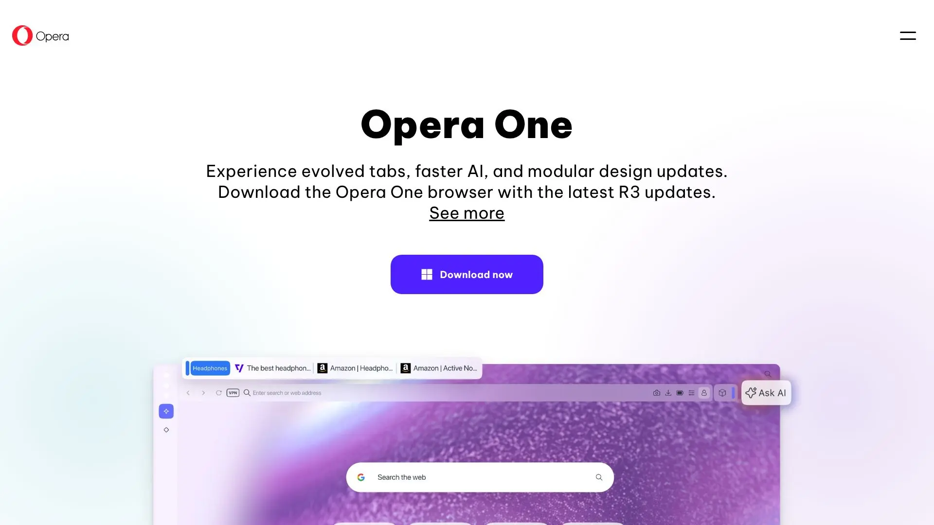 Captura de pantalla de Opera One