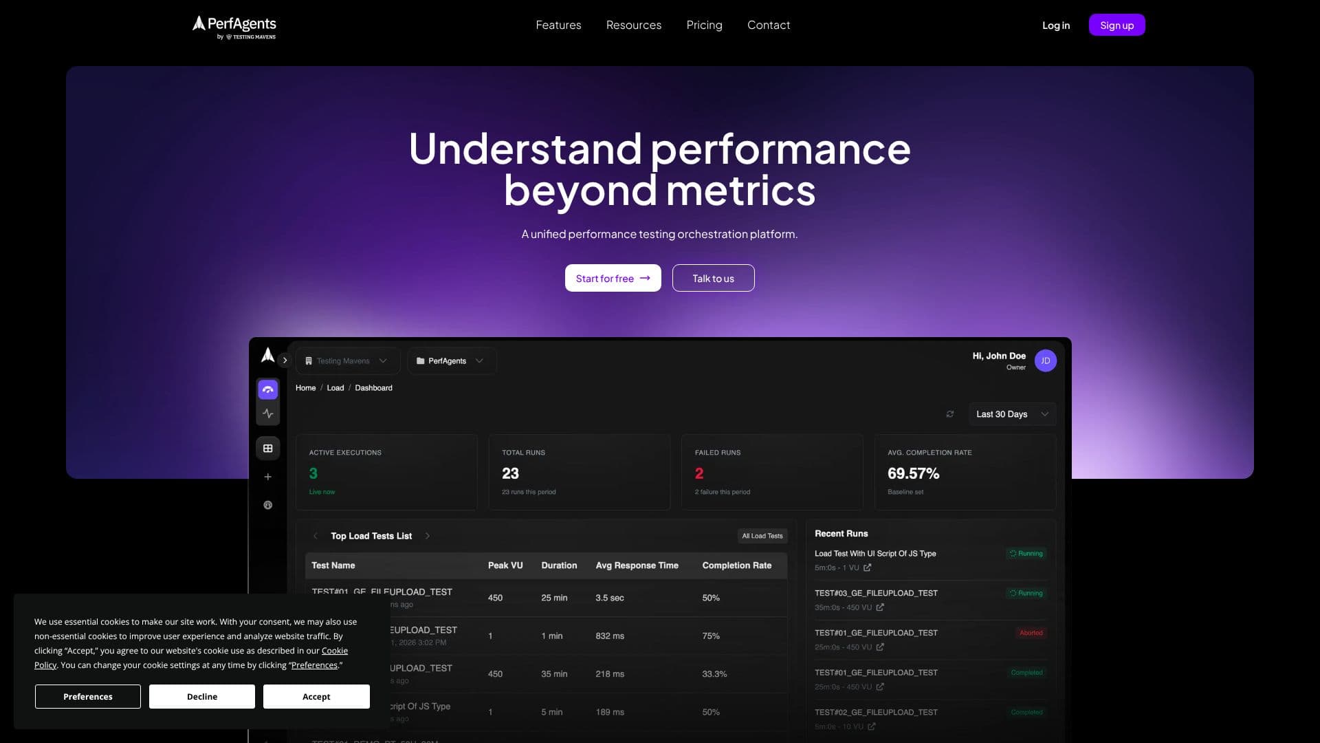 PerfAgents screenshot