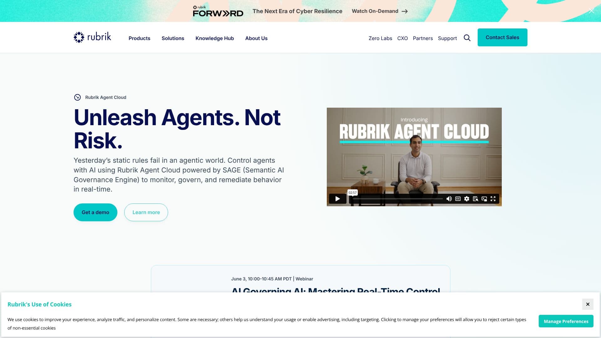 Screenshot von Rubrik Agent Cloud