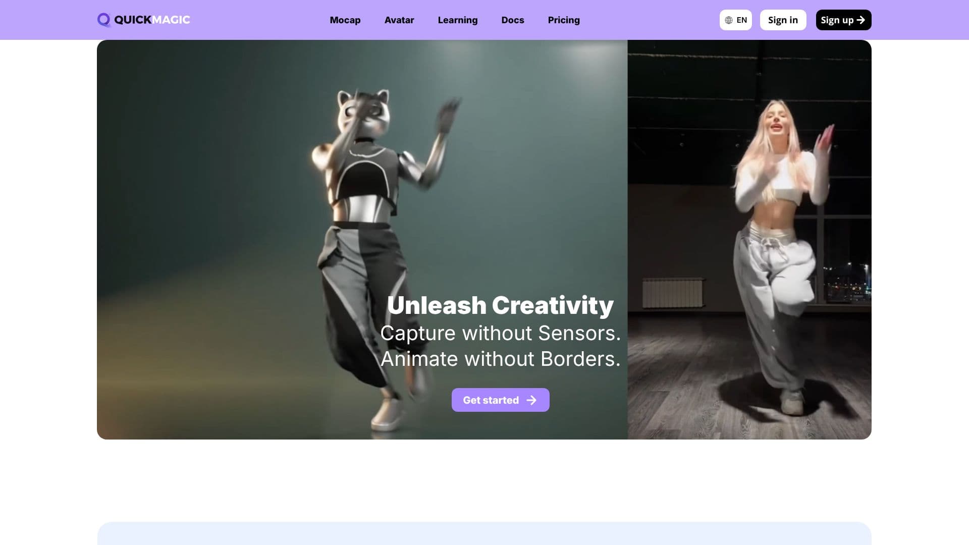 Screenshot von Quick Magic AI Mocap