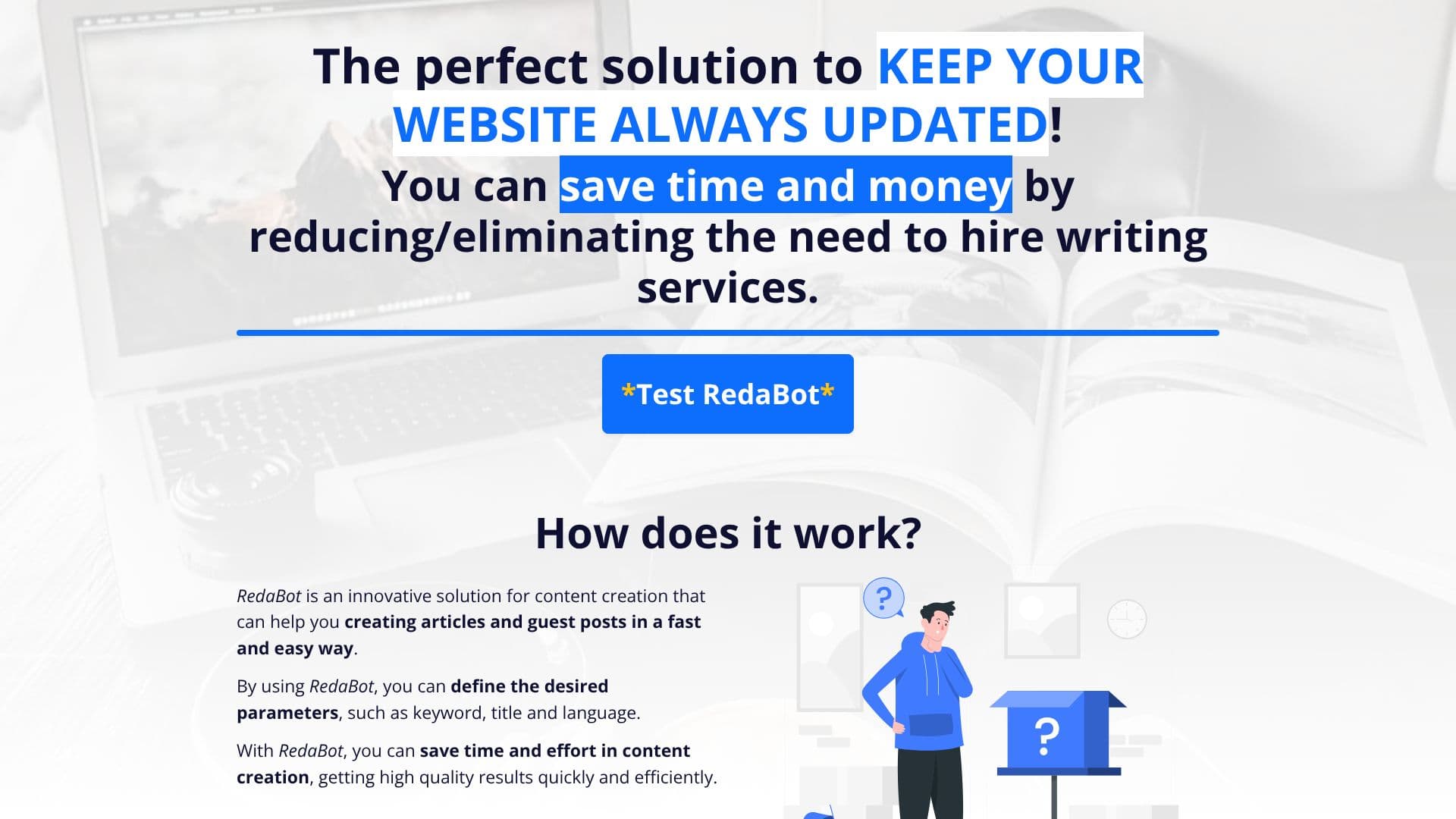 Captura de pantalla de RedaBot Virtual Writer