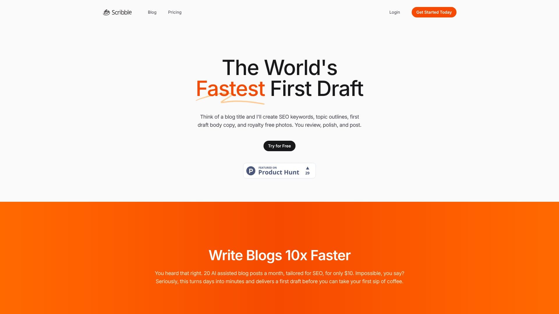 Scribble AI Blog Writer screenshot