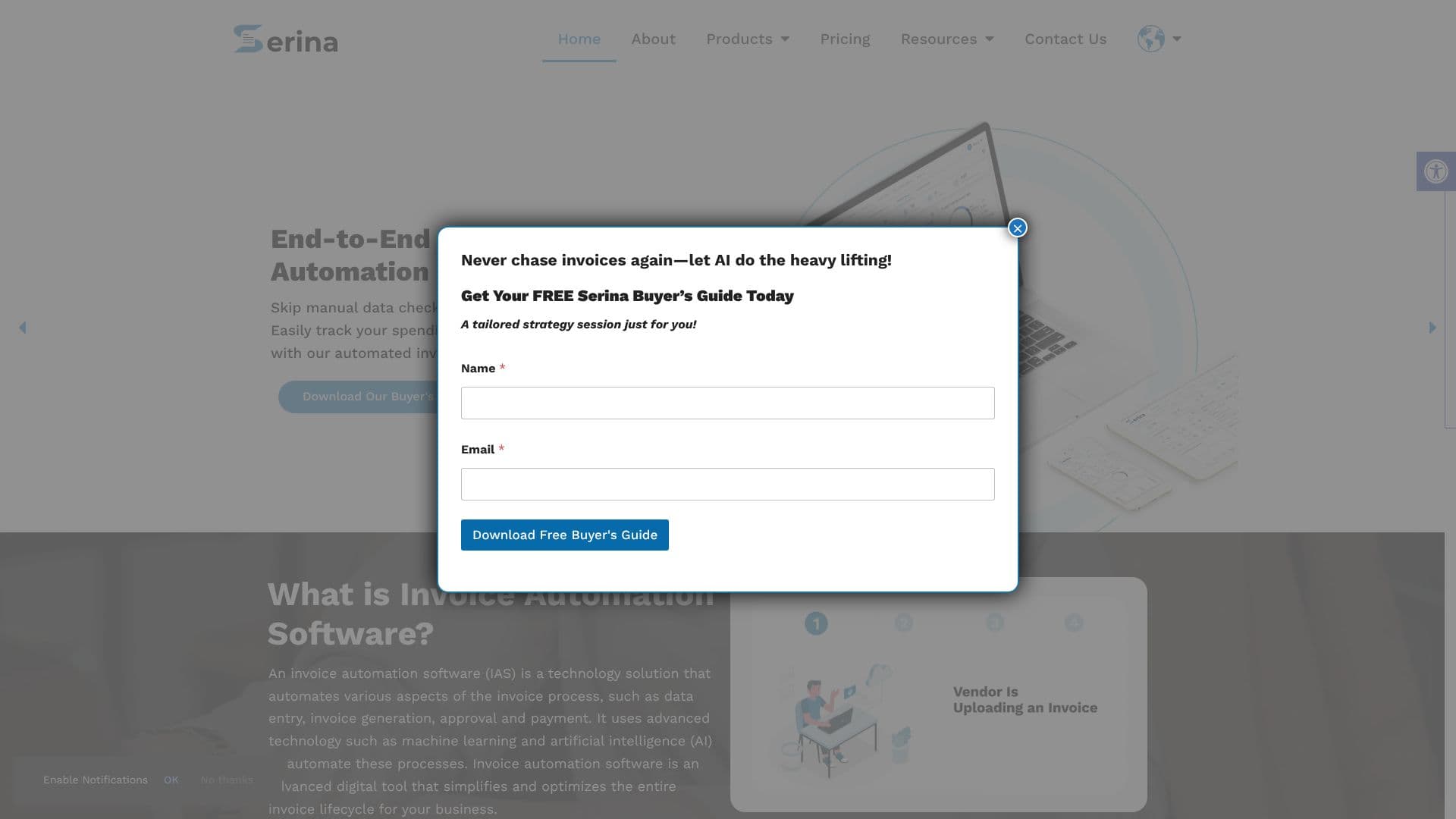 Screenshot von Serina Rechnungsautomatisierungssoftware