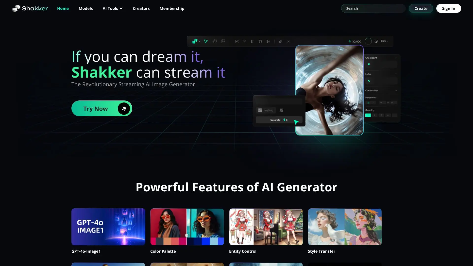 Captura de tela do Shakker - Design com IA Generativa